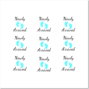 Newly Arrived - Blue New Born Baby Boy Shower Favor Pack Posters and Art